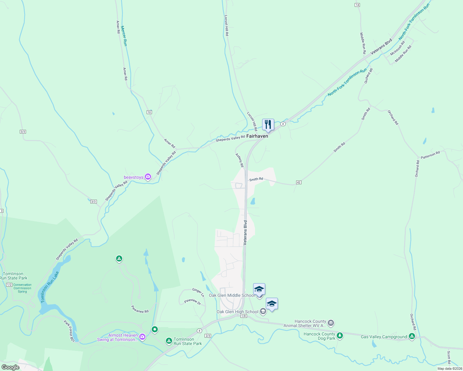 map of restaurants, bars, coffee shops, grocery stores, and more near 6 Tenneys Ct in New Cumberland