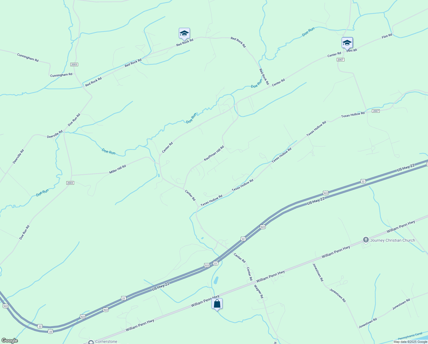 map of restaurants, bars, coffee shops, grocery stores, and more near 56 Conard Lane in Mifflintown
