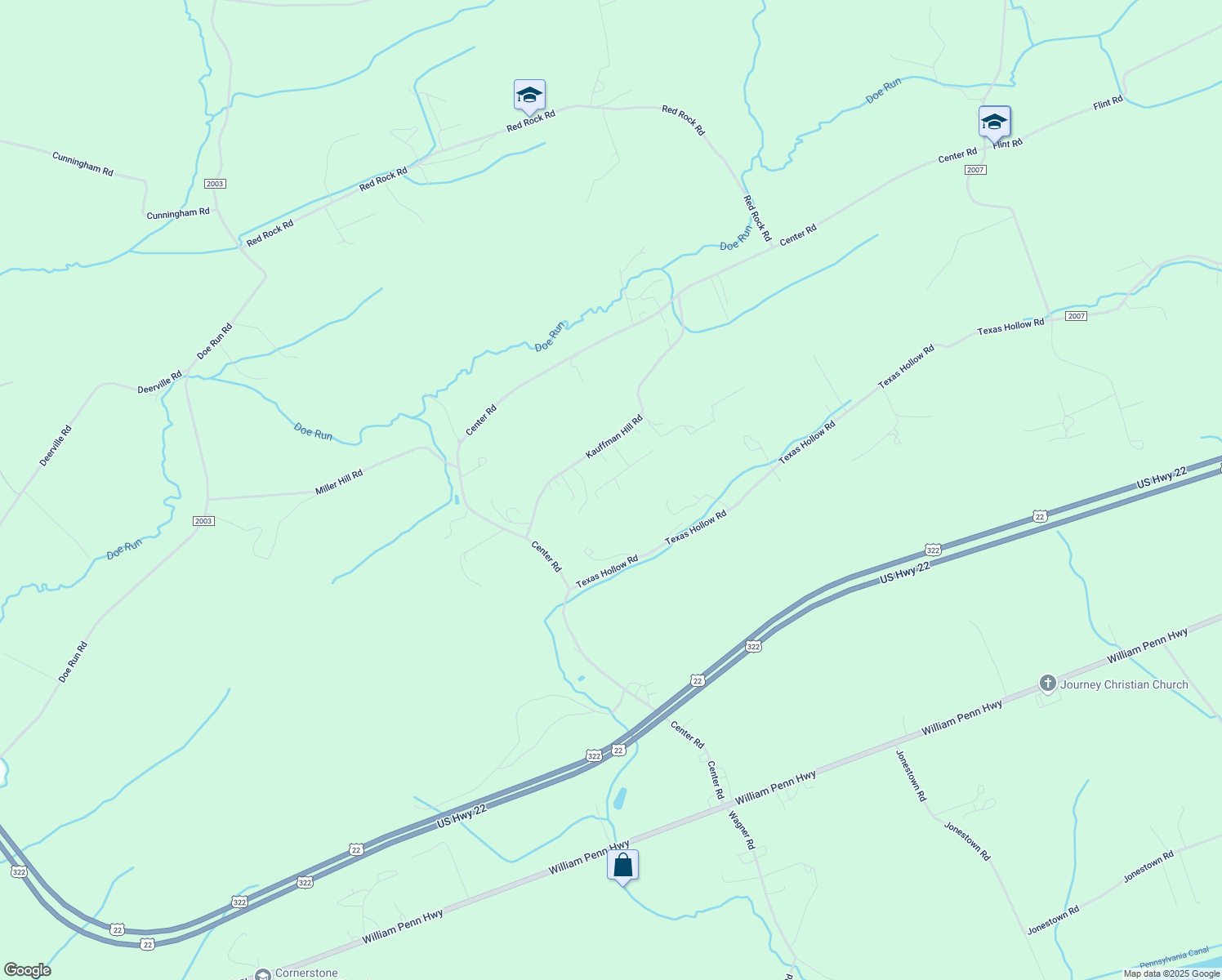 map of restaurants, bars, coffee shops, grocery stores, and more near 56 Conard Lane in Mifflintown