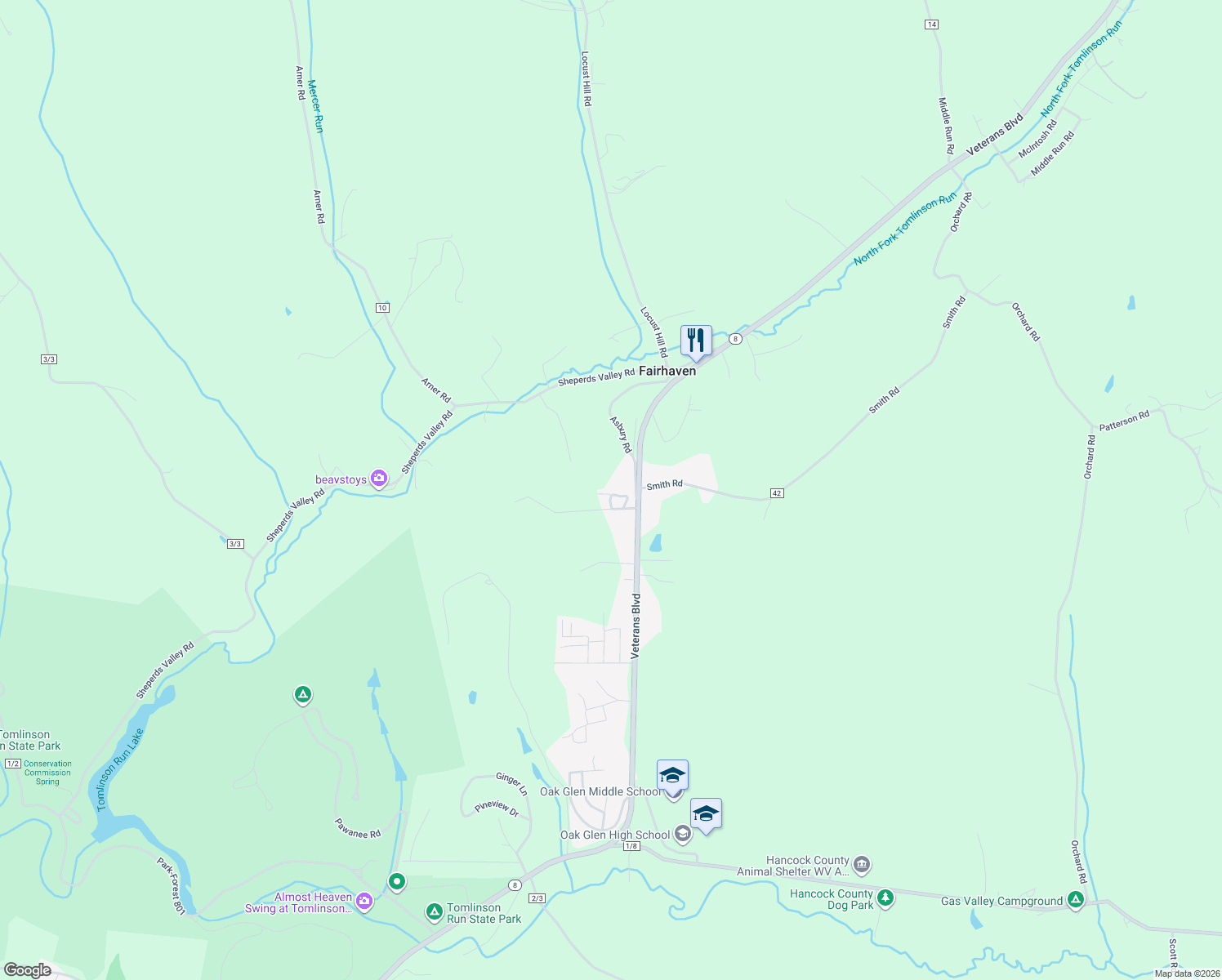 map of restaurants, bars, coffee shops, grocery stores, and more near 6 Tenneys Ct in New Cumberland