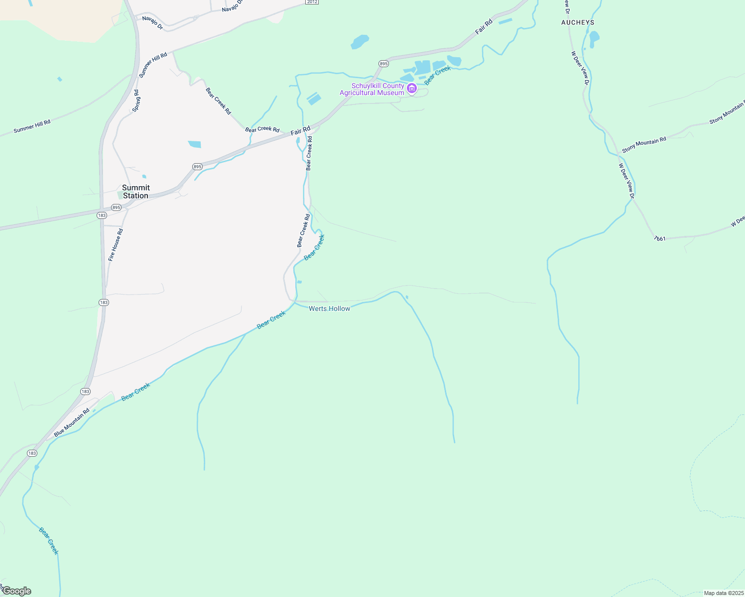 map of restaurants, bars, coffee shops, grocery stores, and more near Bear Creek Road in Schuylkill Haven
