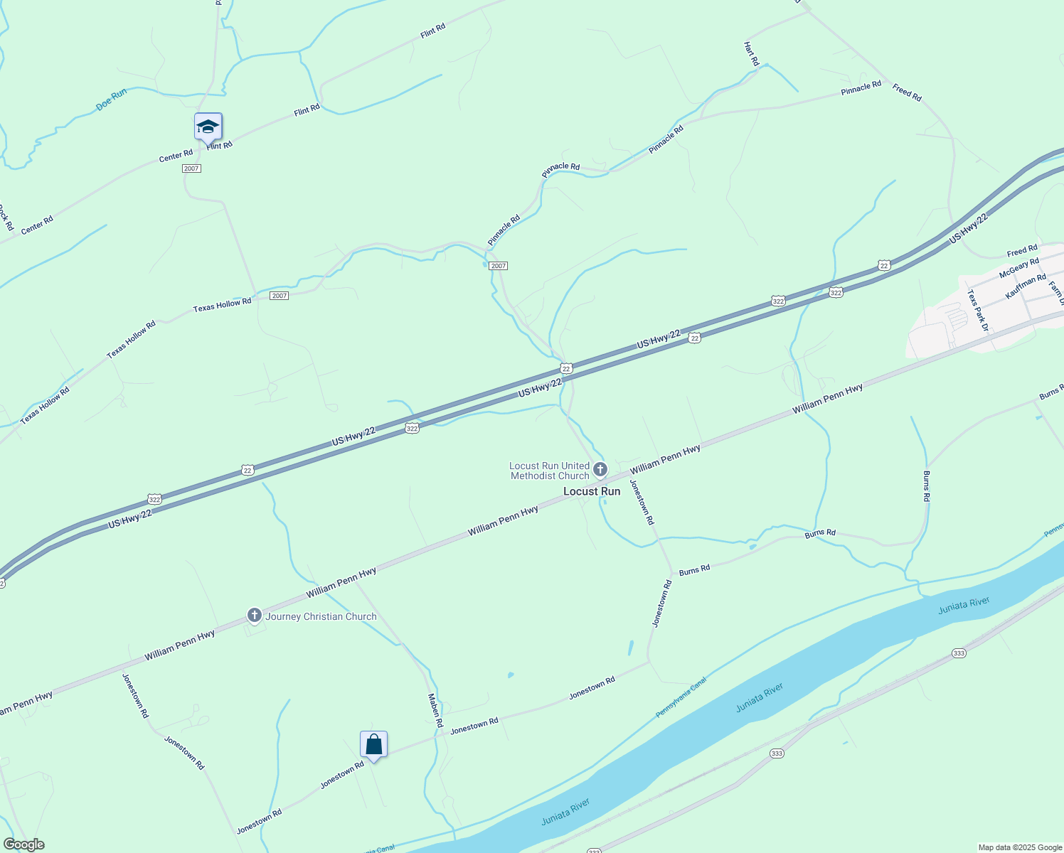map of restaurants, bars, coffee shops, grocery stores, and more near 146 Myers Lane in Thompsontown