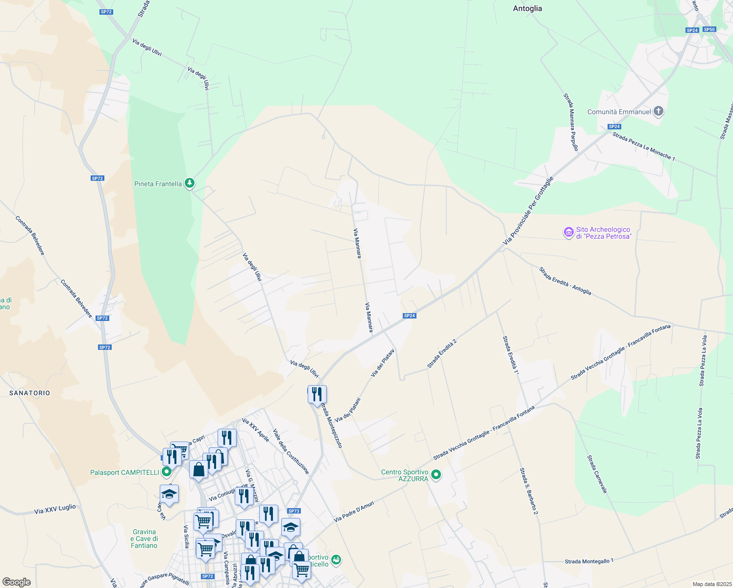 map of restaurants, bars, coffee shops, grocery stores, and more near 5 Via dei Salici in Grottaglie