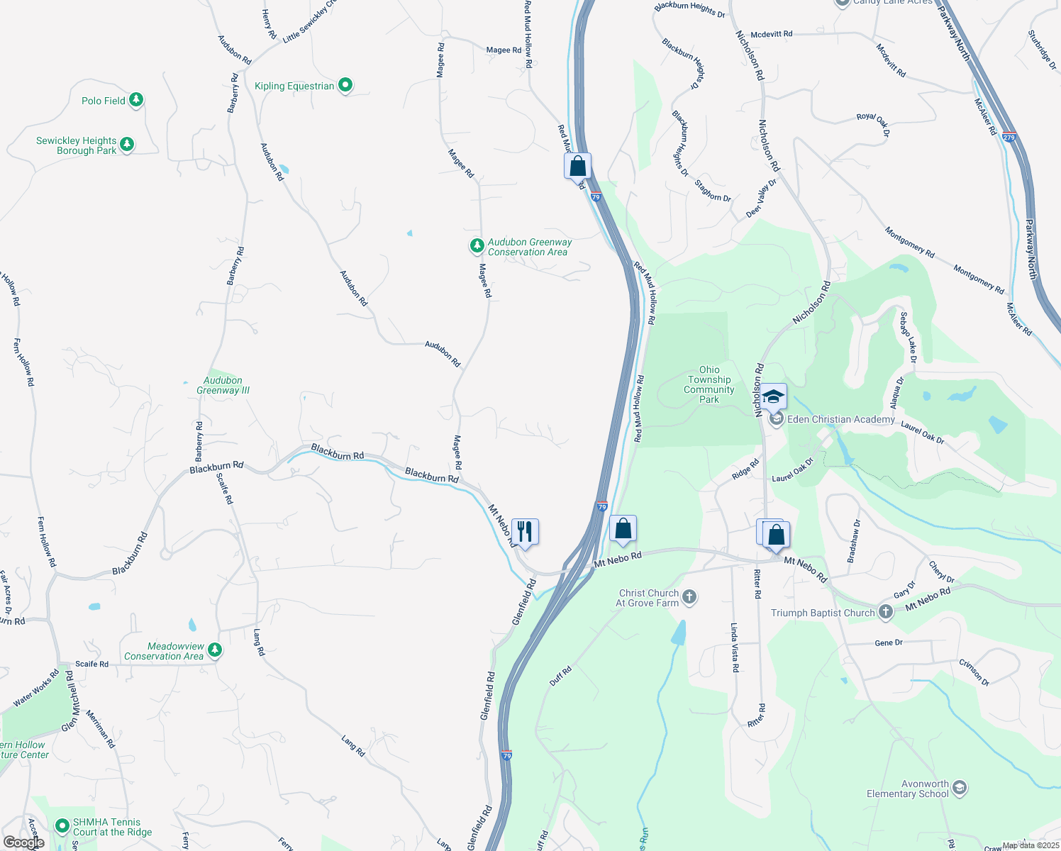 map of restaurants, bars, coffee shops, grocery stores, and more near 6 Demar Drive in Sewickley