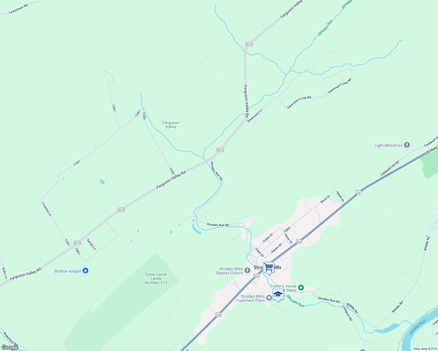 map of restaurants, bars, coffee shops, grocery stores, and more near 149 Strodes Run Road in Lewistown