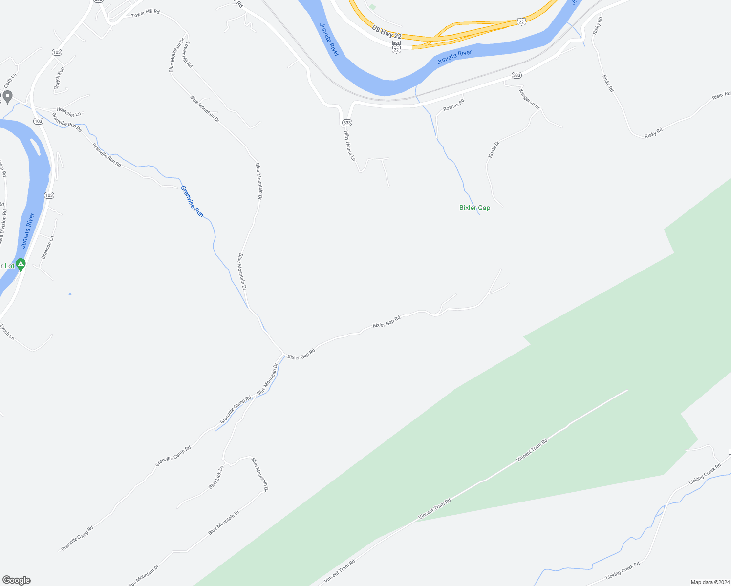 map of restaurants, bars, coffee shops, grocery stores, and more near 268 Bixler Gap Road in Lewistown