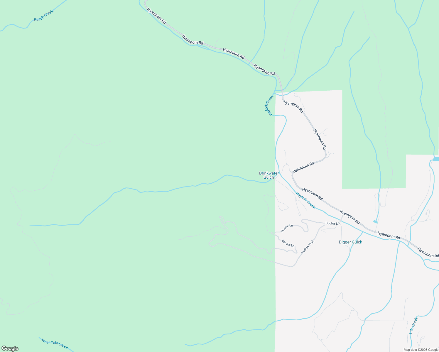 map of restaurants, bars, coffee shops, grocery stores, and more near 380 Phares Lane in Hayfork