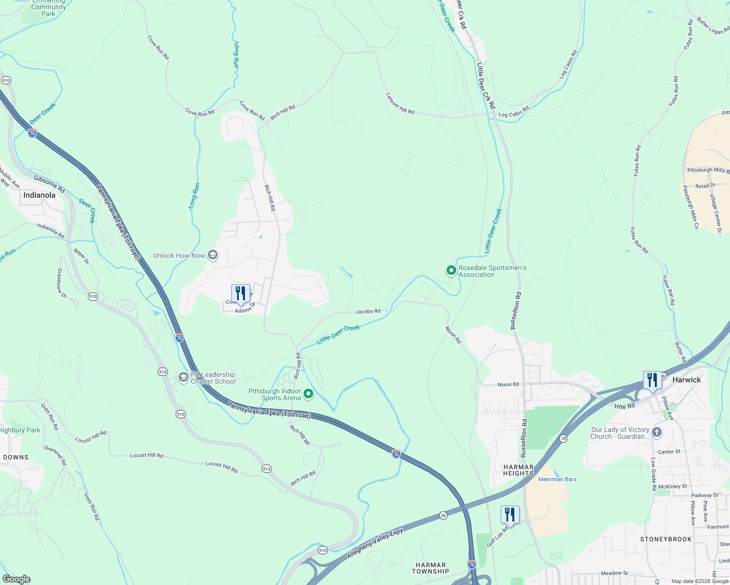 map of restaurants, bars, coffee shops, grocery stores, and more near 23 Spring Hill Lane in Cheswick
