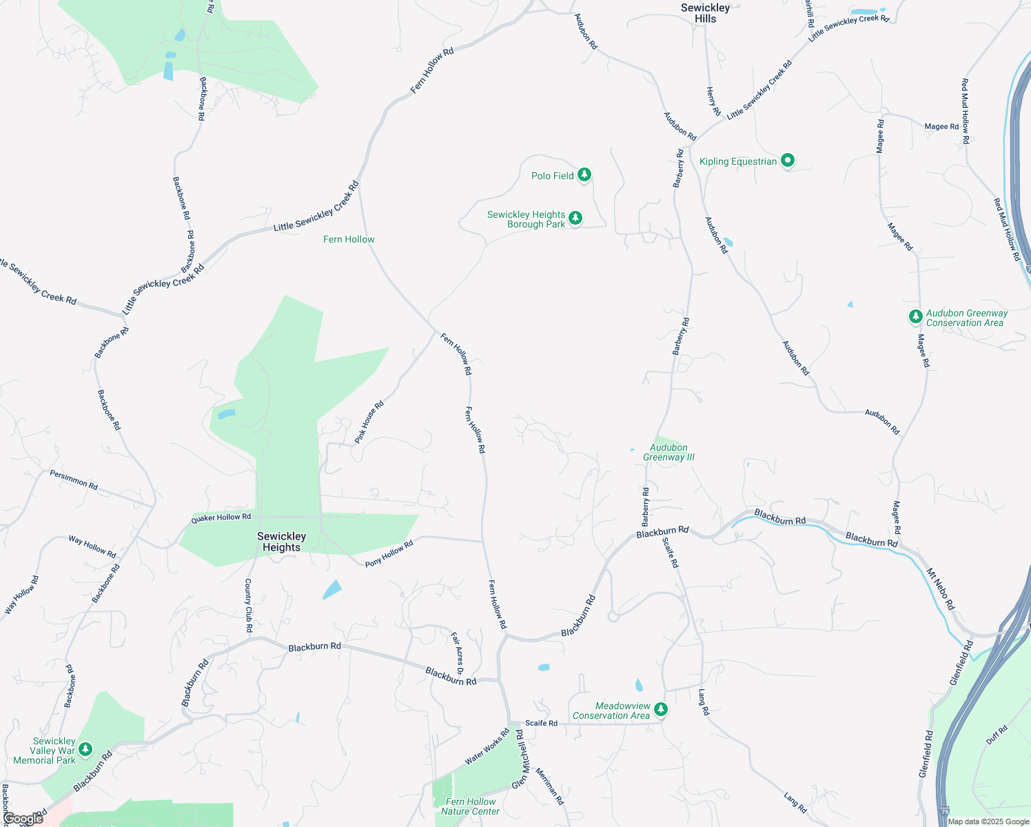 map of restaurants, bars, coffee shops, grocery stores, and more near 504 Hillside Drive in Sewickley