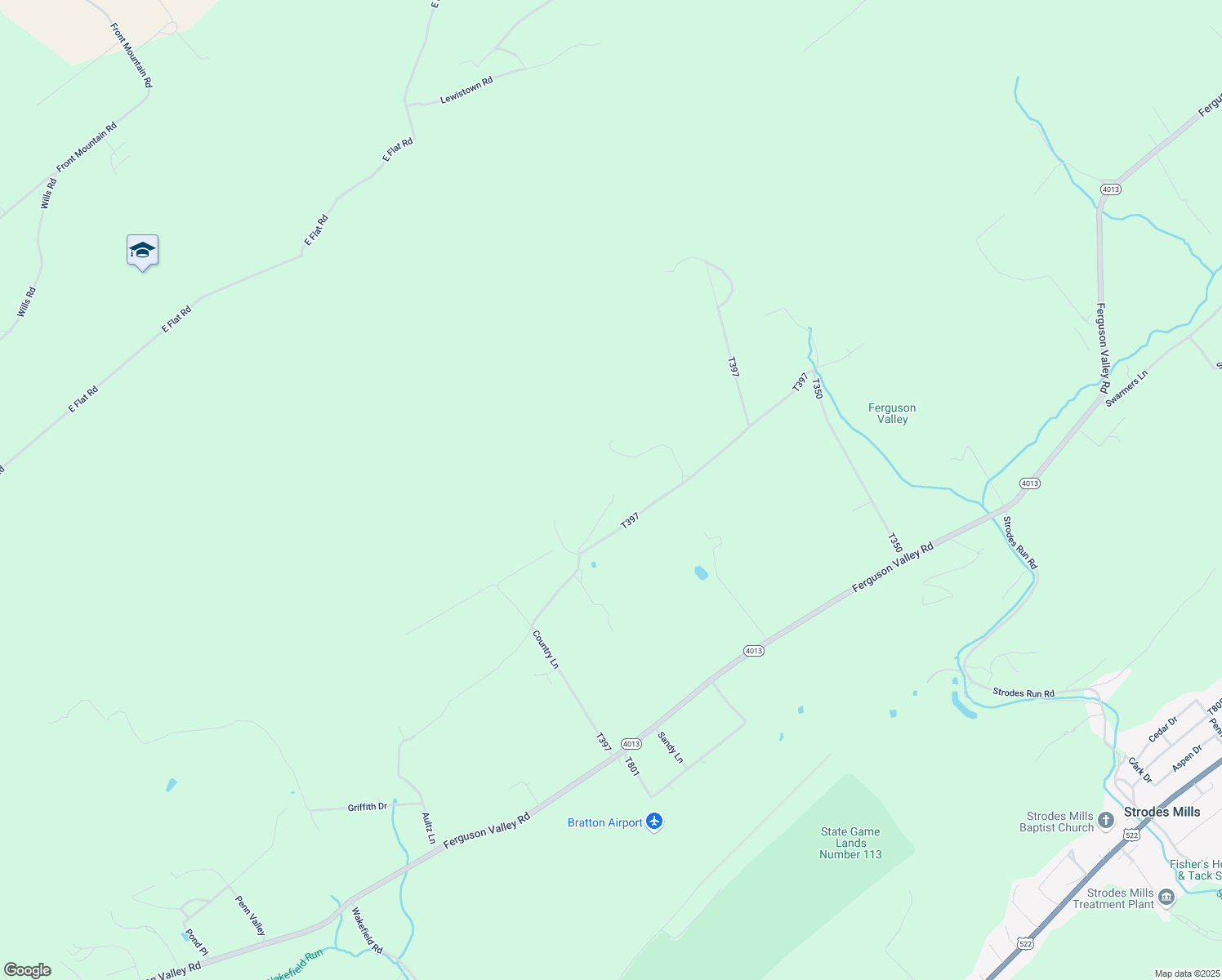 map of restaurants, bars, coffee shops, grocery stores, and more near 90 Dysock Lane in McVeytown
