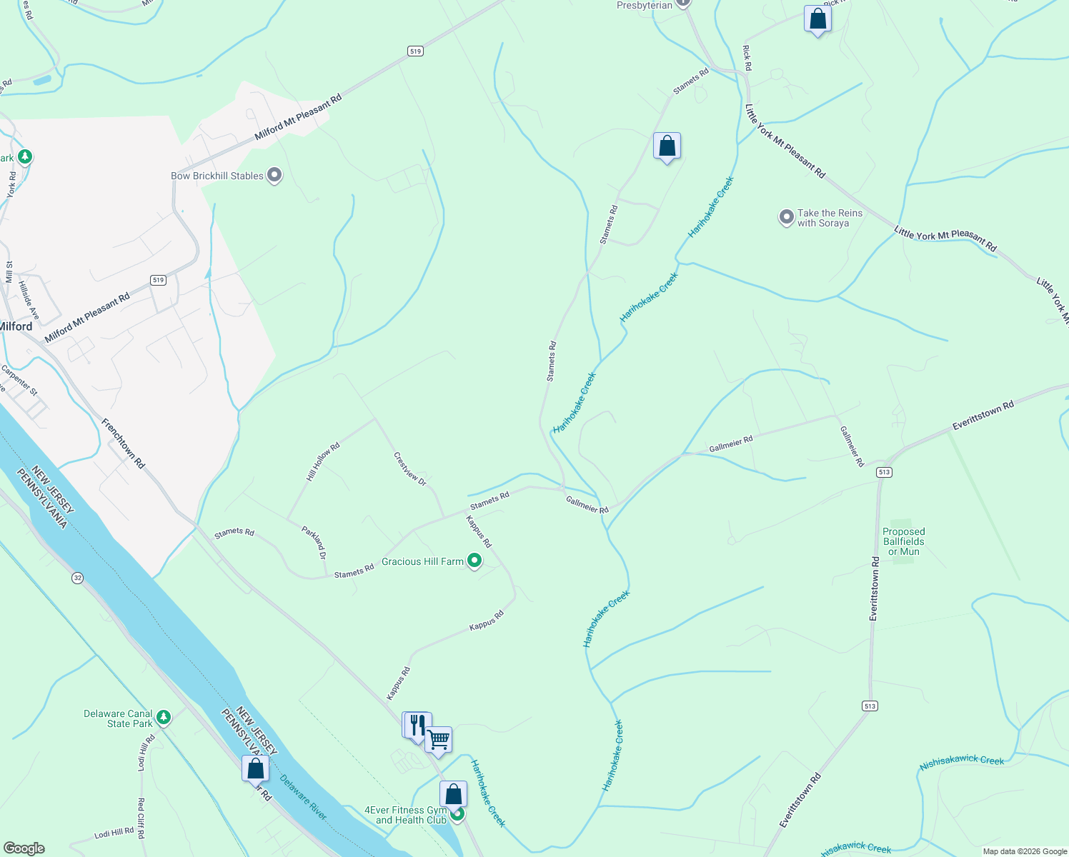map of restaurants, bars, coffee shops, grocery stores, and more near 329 Stamets Rd in Milford