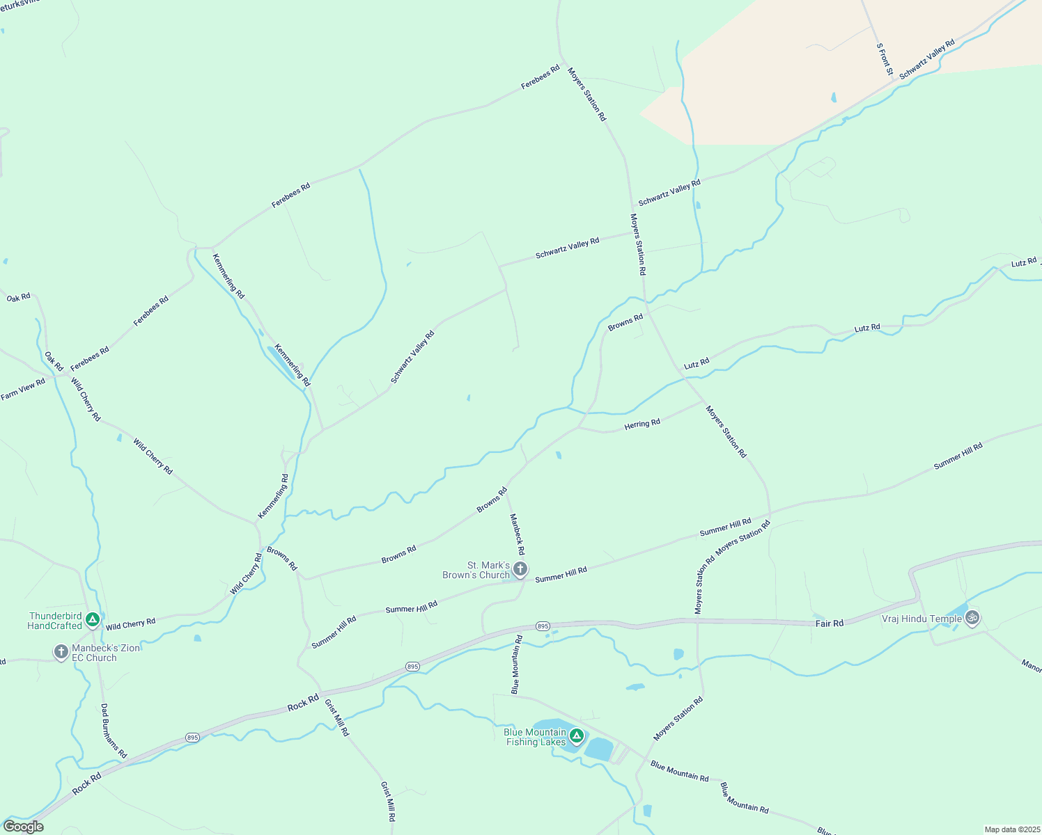 map of restaurants, bars, coffee shops, grocery stores, and more near Manbeck Road in Schuylkill County