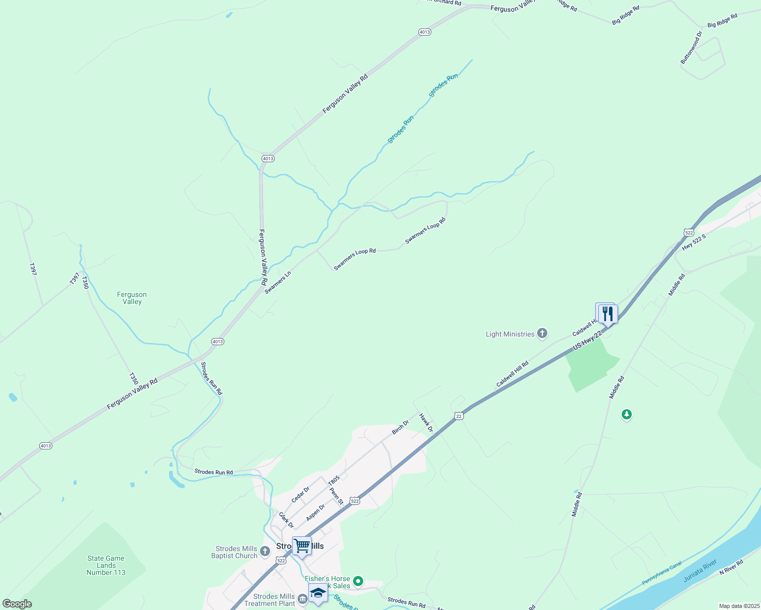 map of restaurants, bars, coffee shops, grocery stores, and more near 198 Coral Lane in Lewistown