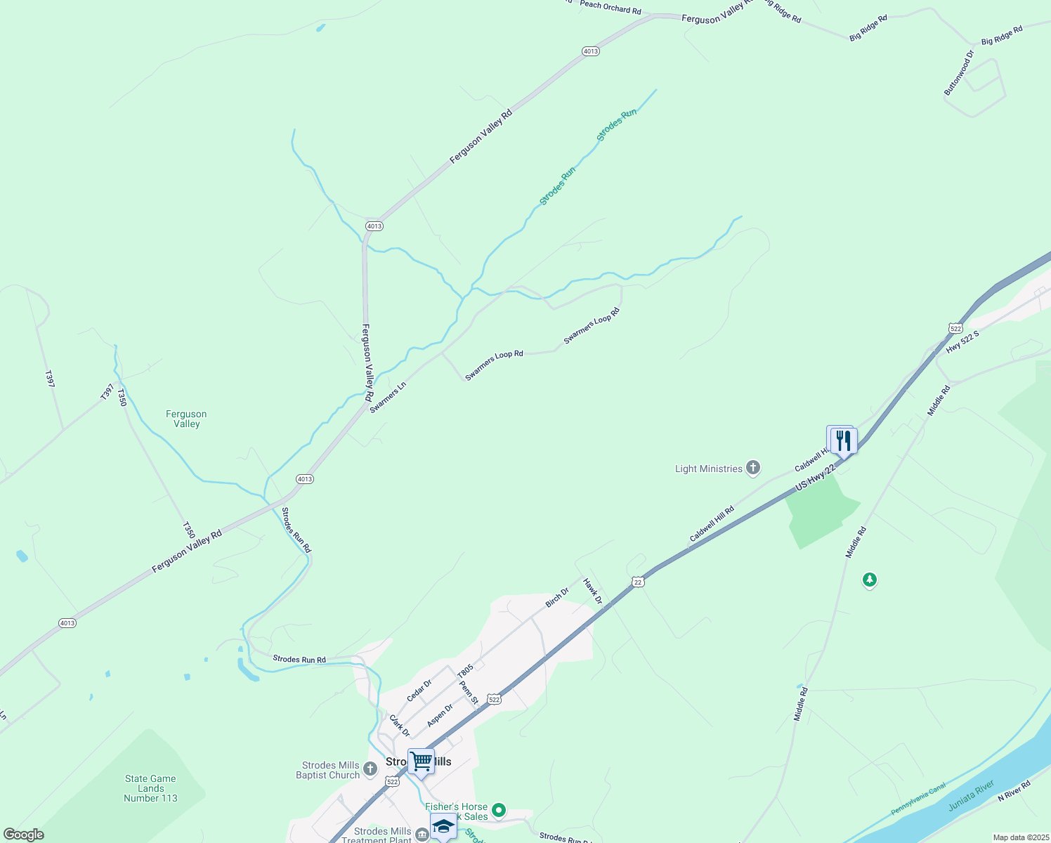 map of restaurants, bars, coffee shops, grocery stores, and more near 198 Coral Lane in Lewistown