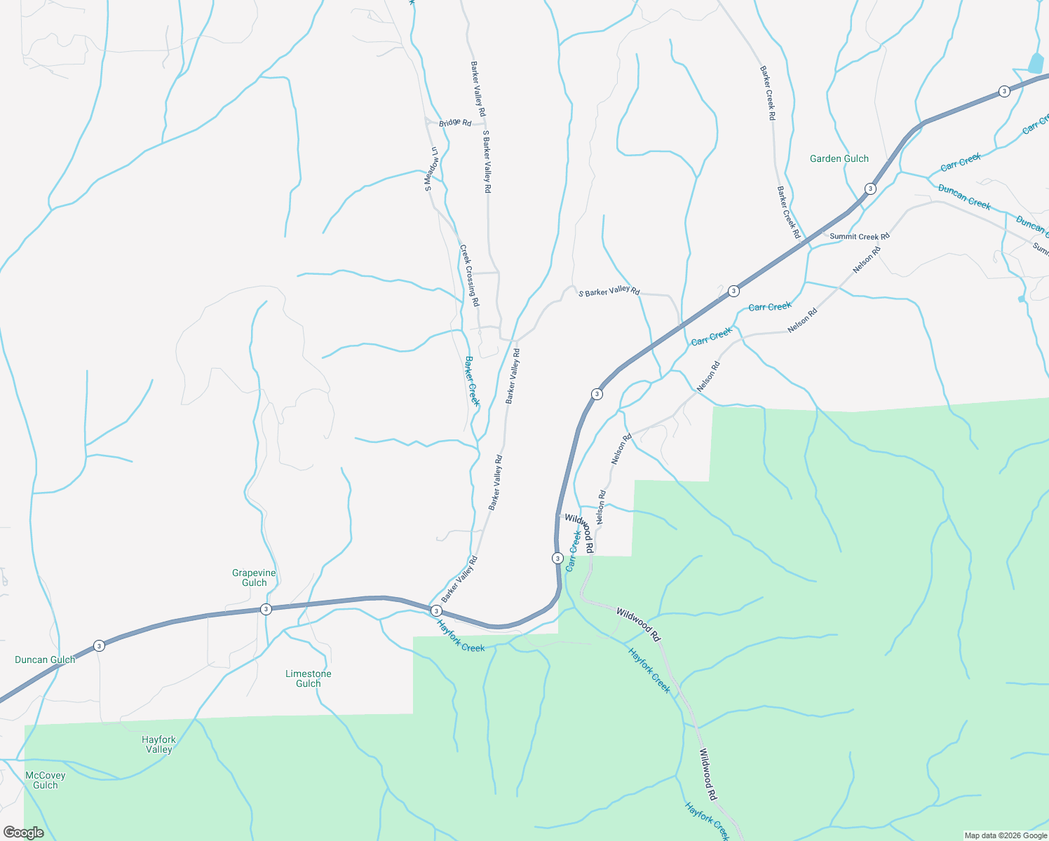 map of restaurants, bars, coffee shops, grocery stores, and more near Barker Valley Road in Hayfork