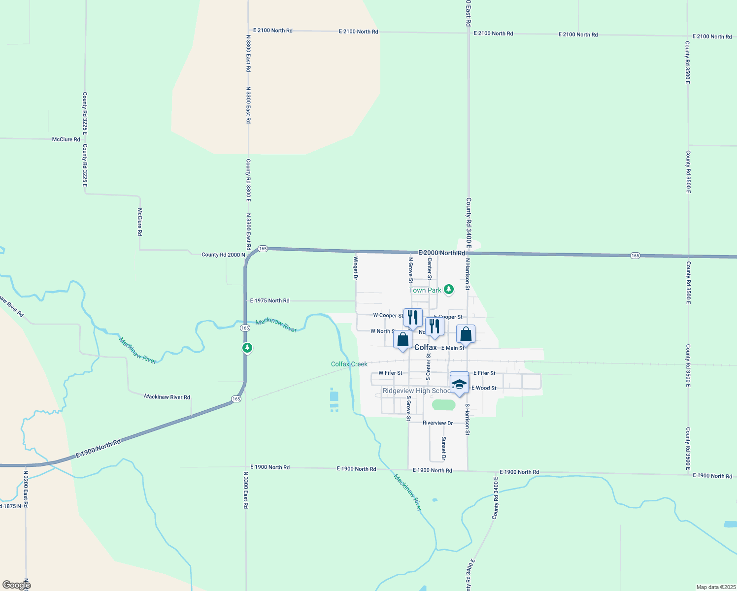 map of restaurants, bars, coffee shops, grocery stores, and more near 306 Terra Ln in Colfax