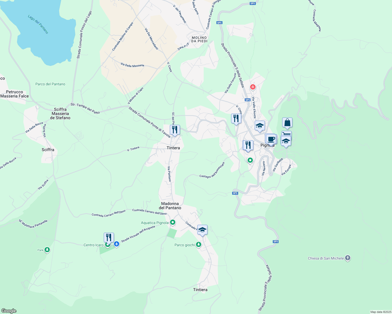 map of restaurants, bars, coffee shops, grocery stores, and more near 37 Via Valvise in Provincia di Potenza