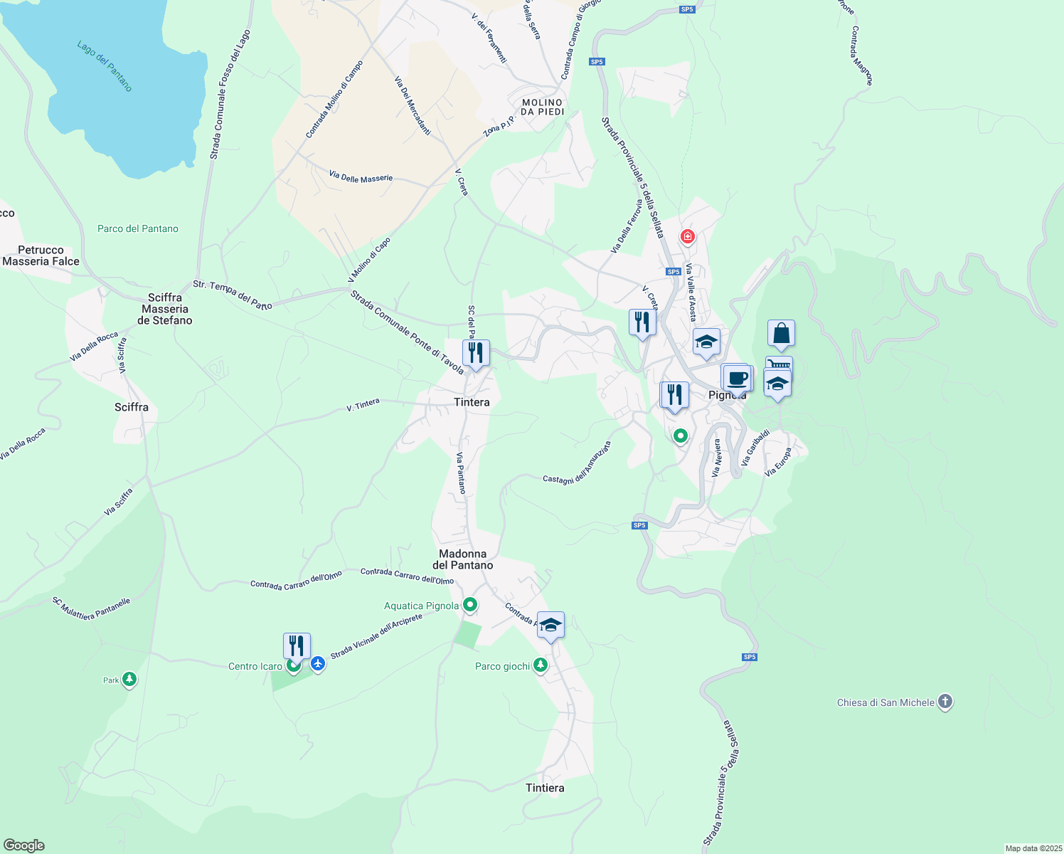 map of restaurants, bars, coffee shops, grocery stores, and more near 37 Via Valvise in Provincia di Potenza