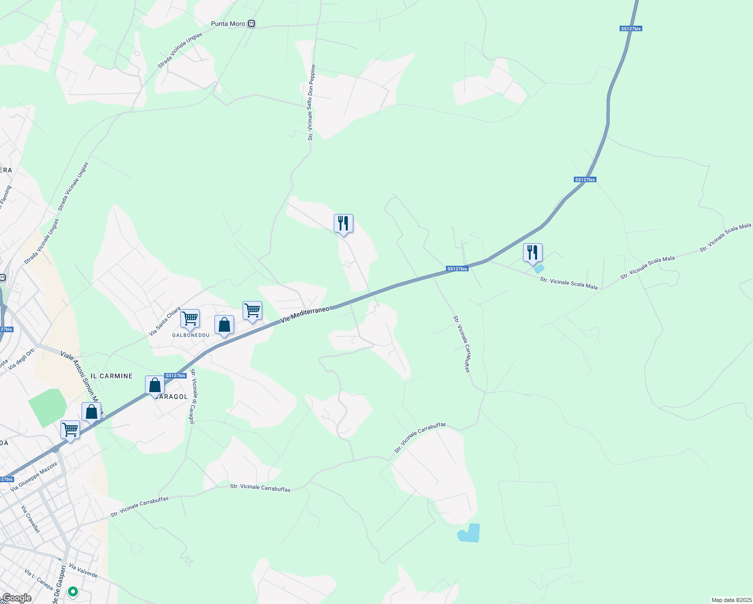map of restaurants, bars, coffee shops, grocery stores, and more near in Provincia di Sassari
