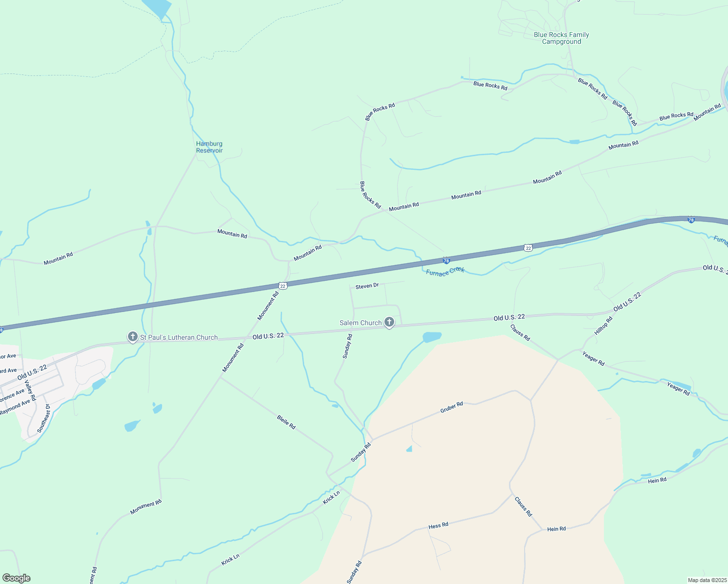 map of restaurants, bars, coffee shops, grocery stores, and more near 600 Steven Drive in Lenhartsville