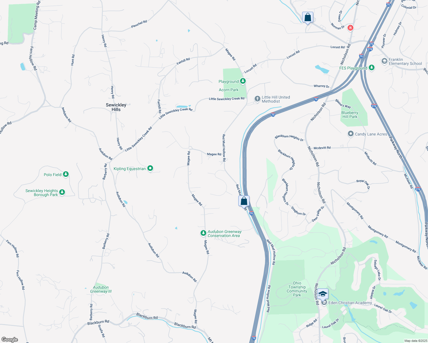 map of restaurants, bars, coffee shops, grocery stores, and more near 7 Harvester Court in Sewickley