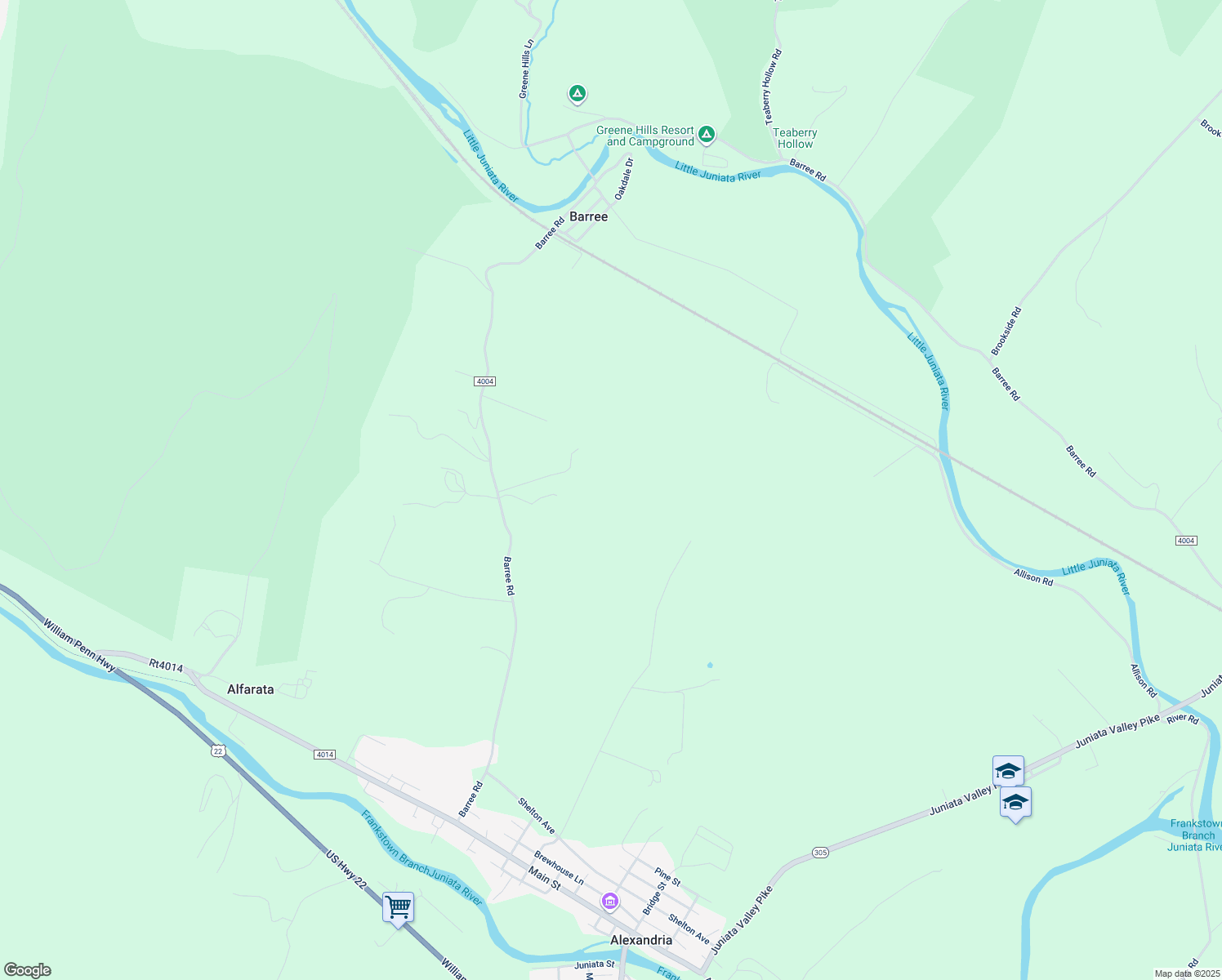 map of restaurants, bars, coffee shops, grocery stores, and more near in Barree