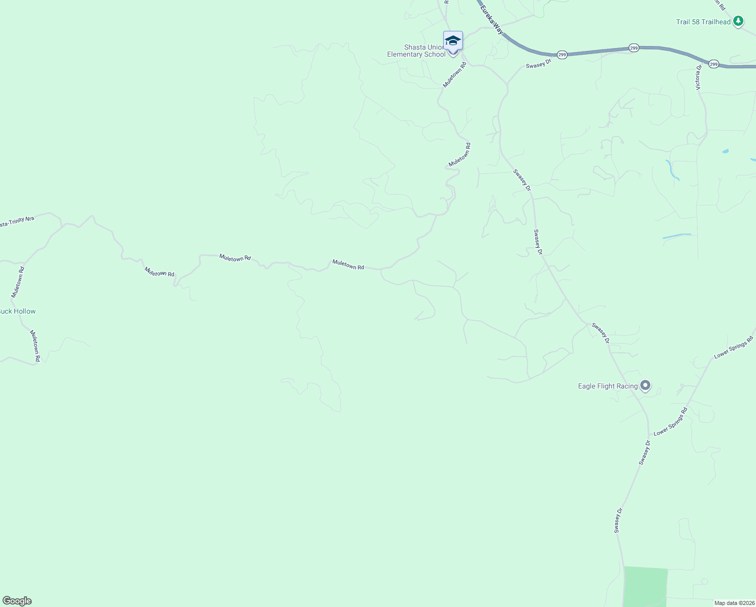 map of restaurants, bars, coffee shops, grocery stores, and more near 6431-6465 Muletown Road in Redding