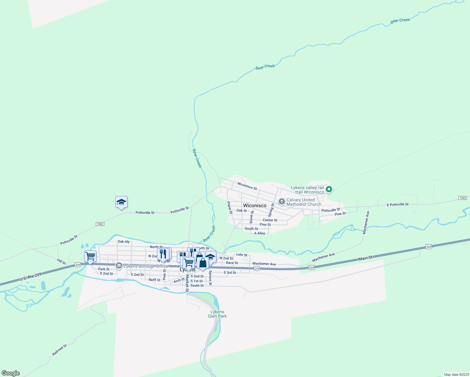 map of restaurants, bars, coffee shops, grocery stores, and more near 214 Pottsville Street in Lykens