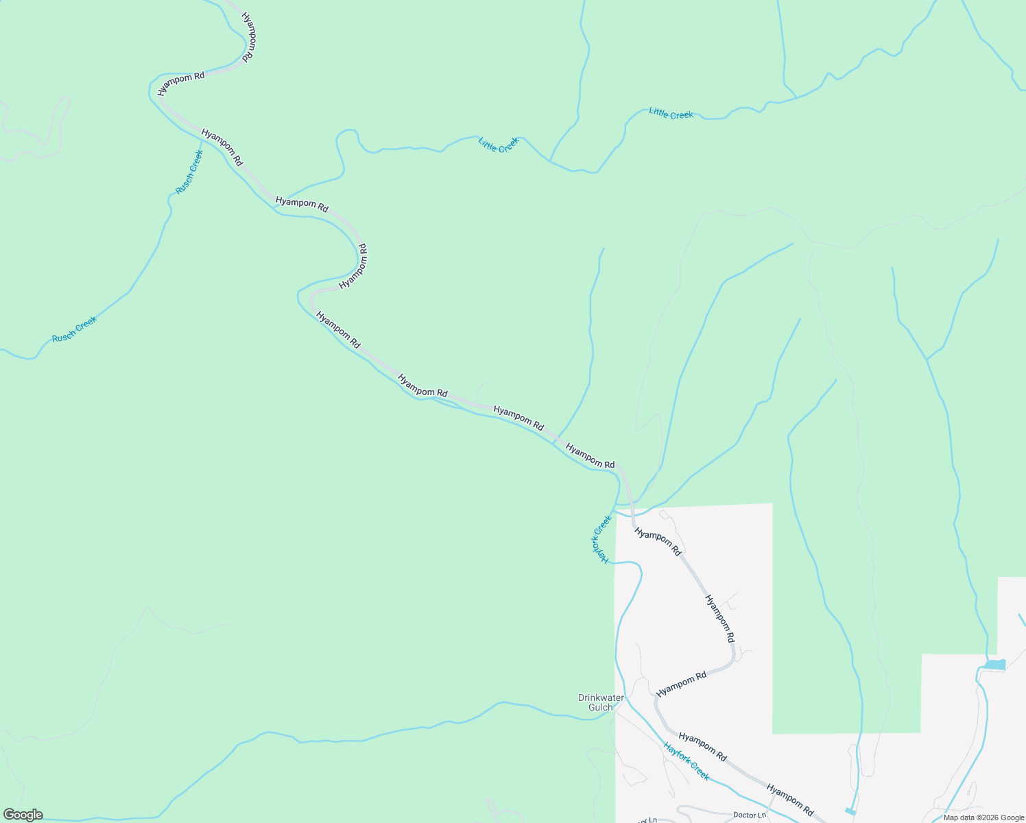 map of restaurants, bars, coffee shops, grocery stores, and more near 1-9 Hyampom Road in Hayfork