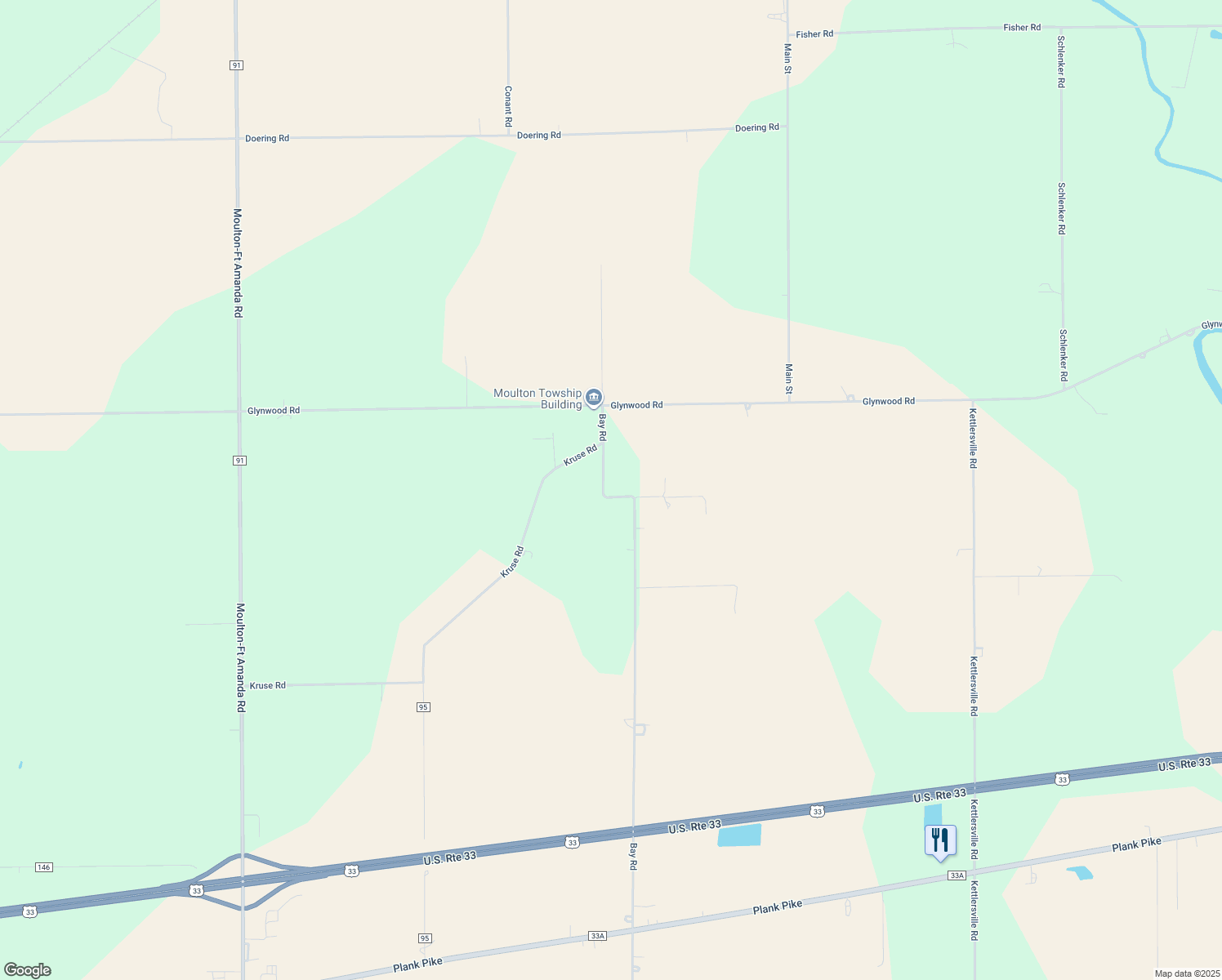 map of restaurants, bars, coffee shops, grocery stores, and more near 15500 Bay Rd in Wapakoneta