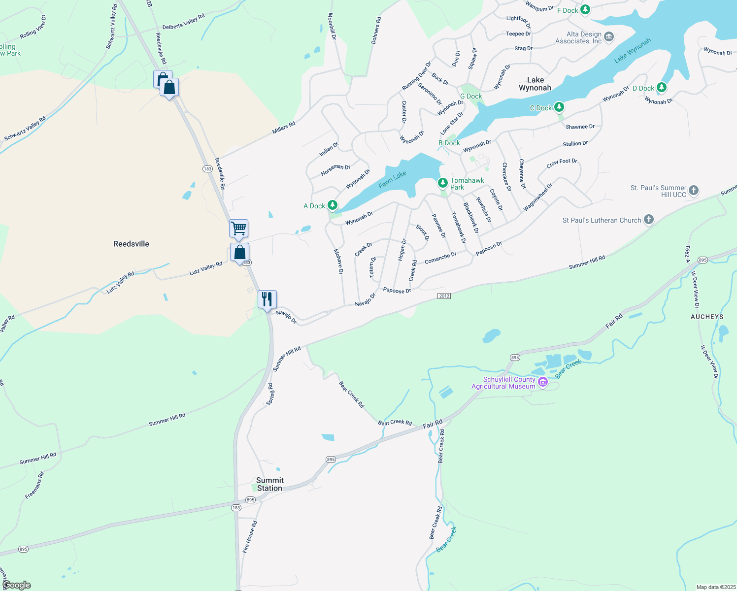 map of restaurants, bars, coffee shops, grocery stores, and more near 167 Navajo Drive in Auburn