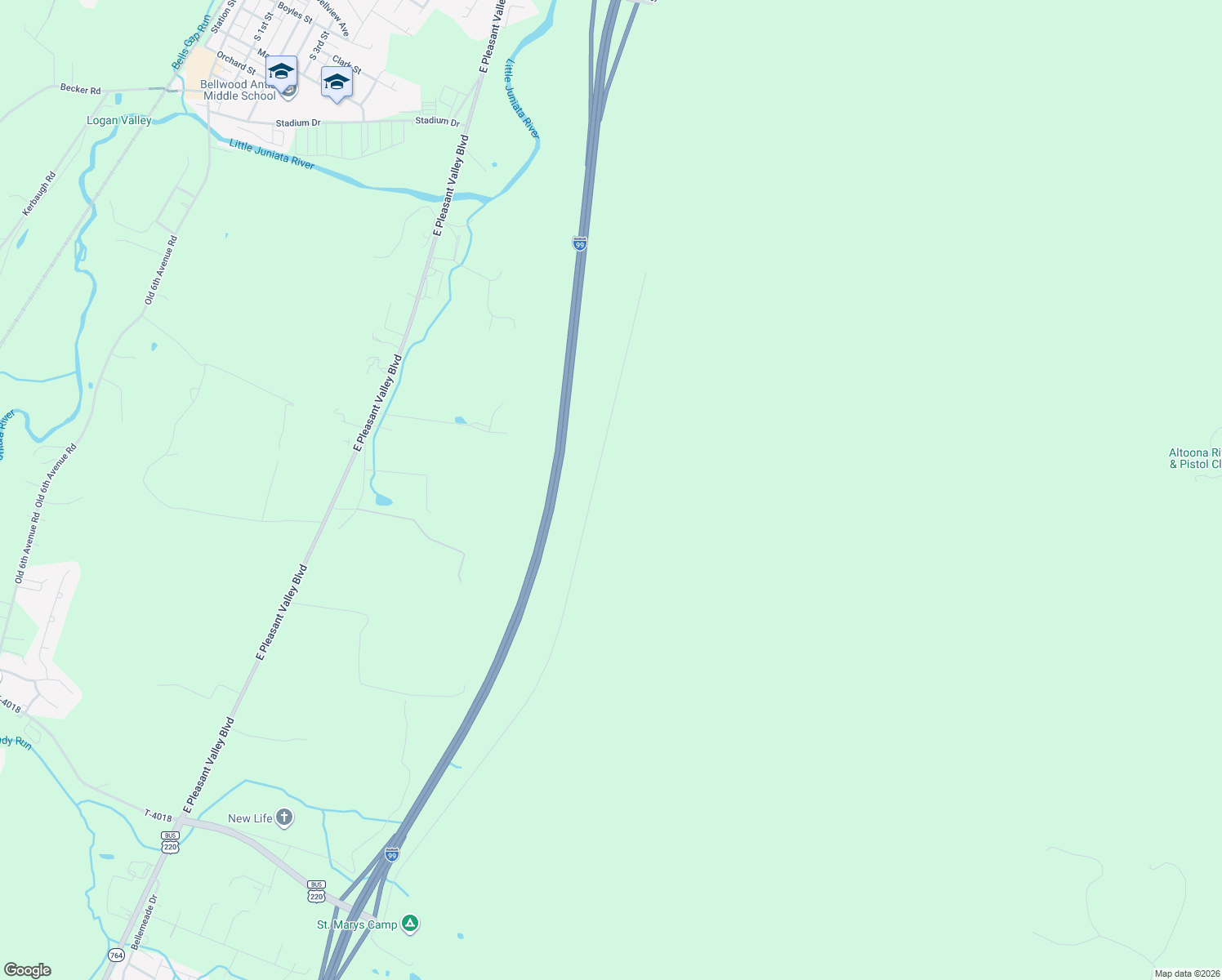 map of restaurants, bars, coffee shops, grocery stores, and more near 244 Brush Mountain Road in Altoona