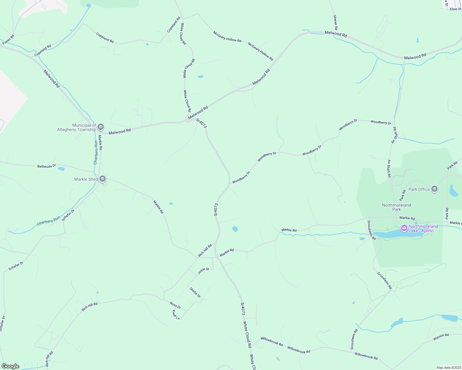 map of restaurants, bars, coffee shops, grocery stores, and more near 1222 White Cloud Road in Apollo