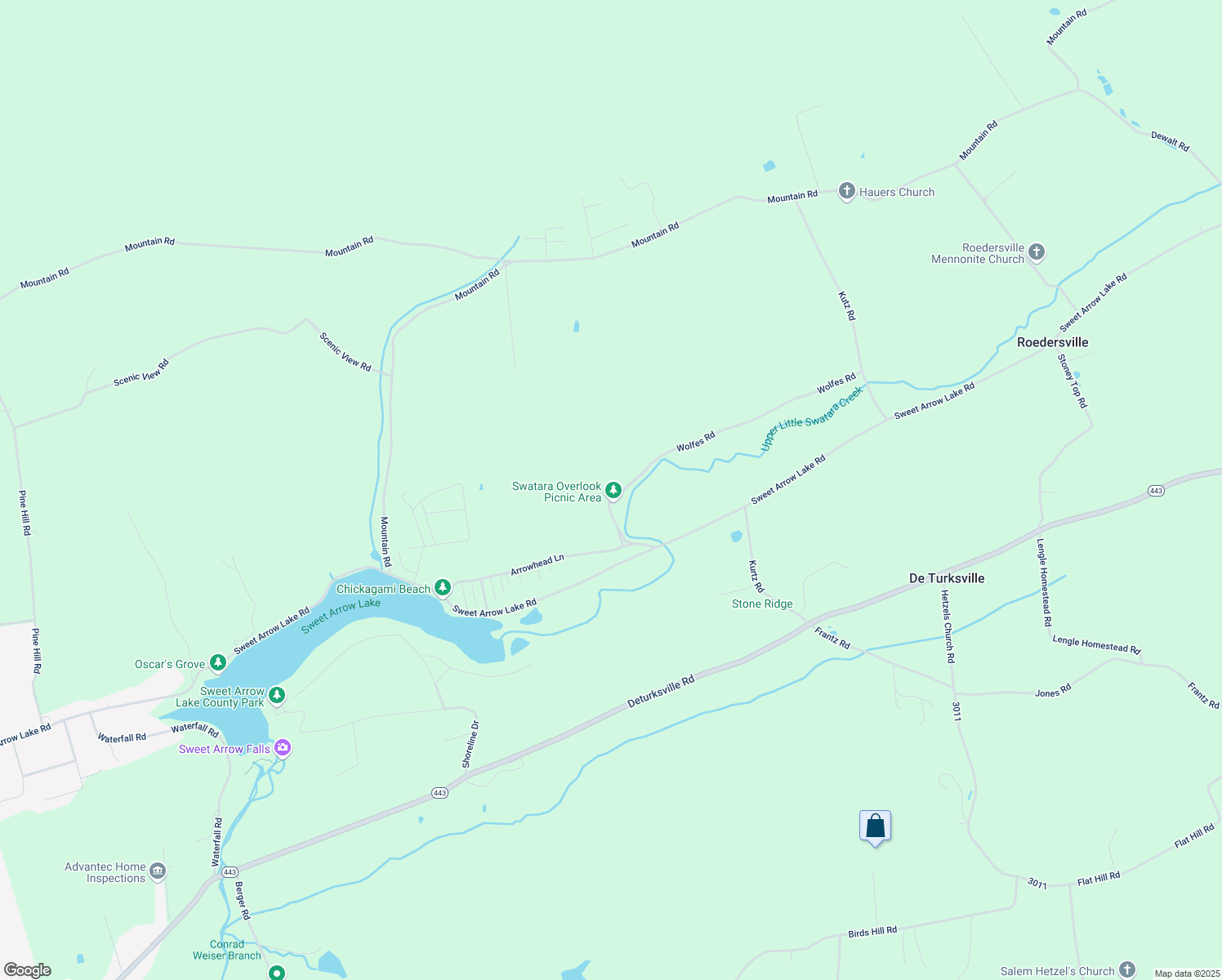 map of restaurants, bars, coffee shops, grocery stores, and more near 45 Wolfes Road in Pine Grove