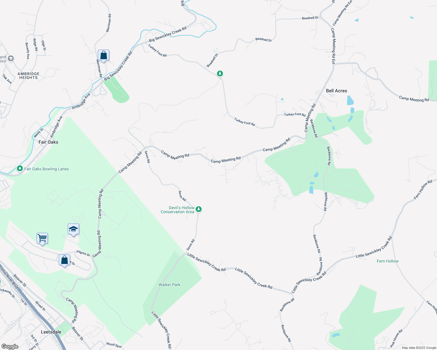 map of restaurants, bars, coffee shops, grocery stores, and more near 112 North Avenue in Sewickley