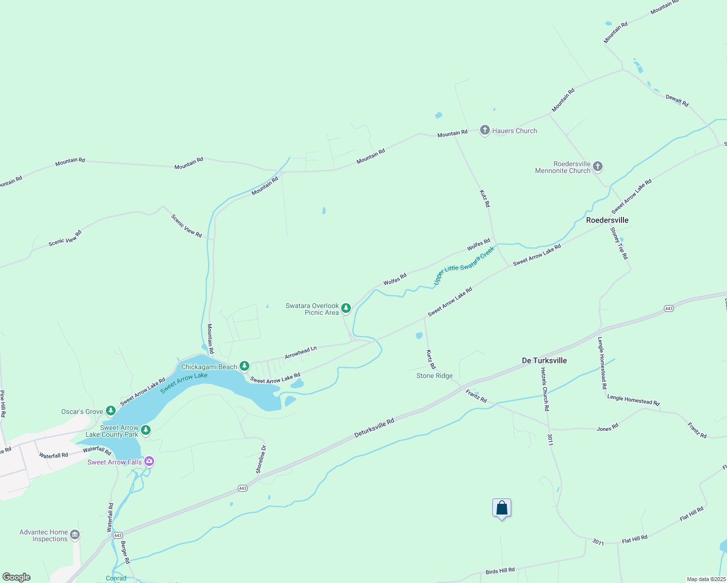 map of restaurants, bars, coffee shops, grocery stores, and more near 61 Wolfes Road in Pine Grove