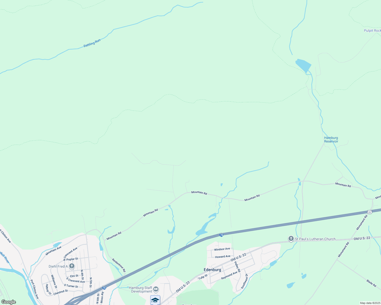 map of restaurants, bars, coffee shops, grocery stores, and more near 191 Stewart Lane in Hamburg