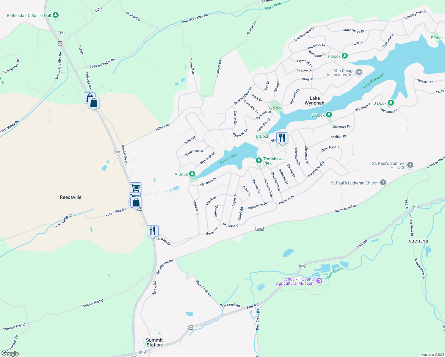 map of restaurants, bars, coffee shops, grocery stores, and more near 213 Wynonah Drive in Auburn