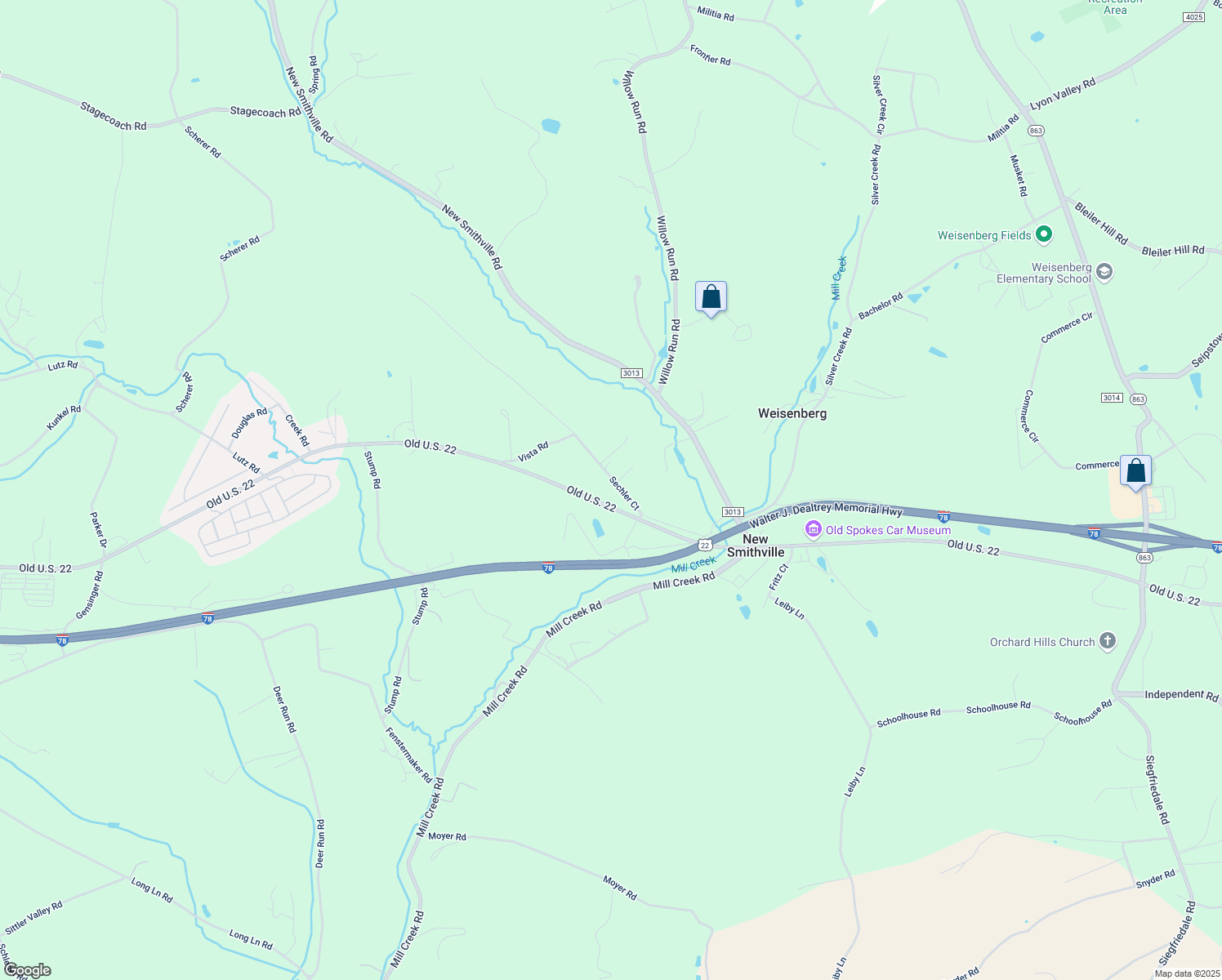 map of restaurants, bars, coffee shops, grocery stores, and more near 2668 Sechler Court in Kutztown