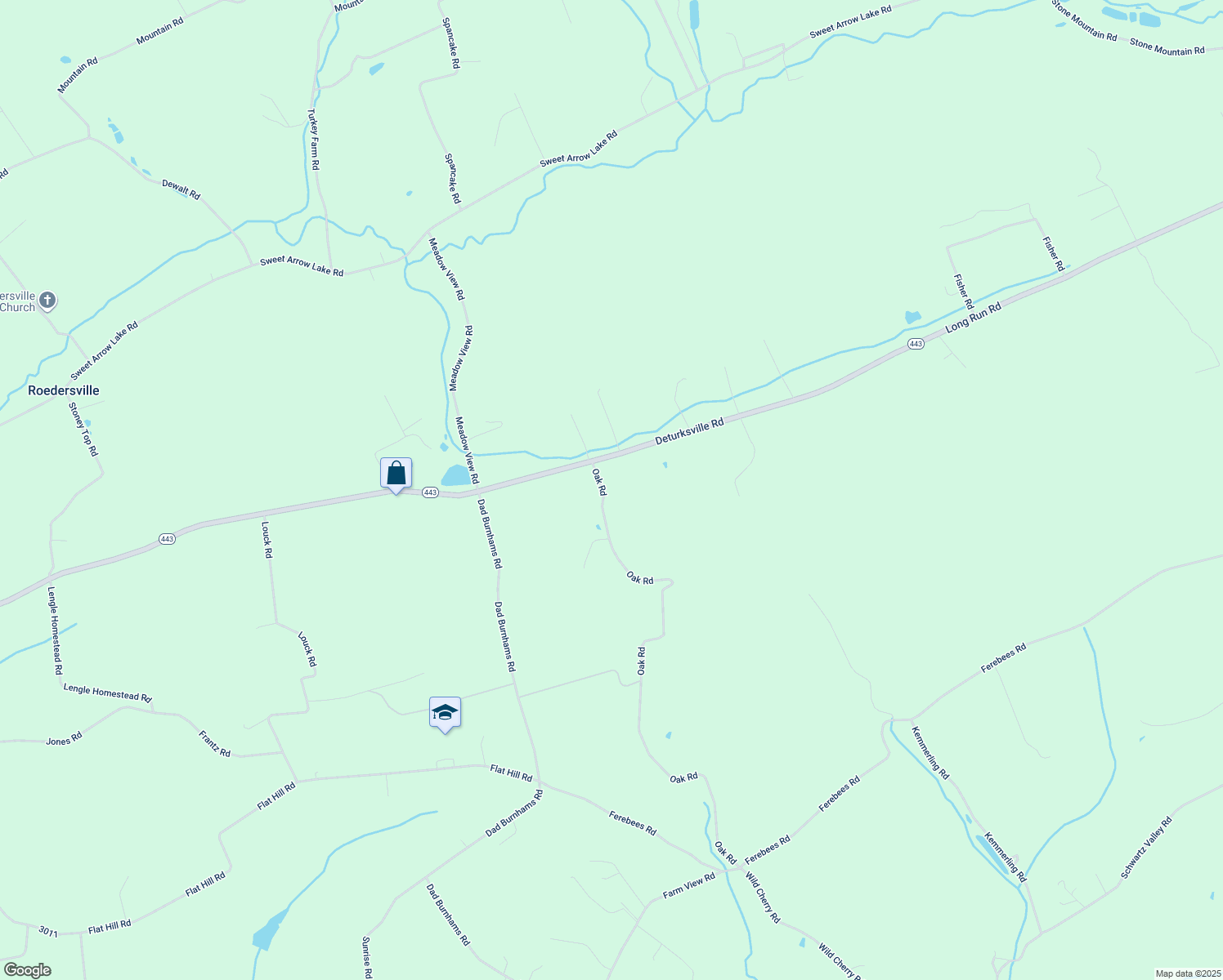 map of restaurants, bars, coffee shops, grocery stores, and more near 25 Oak Road in Pine Grove