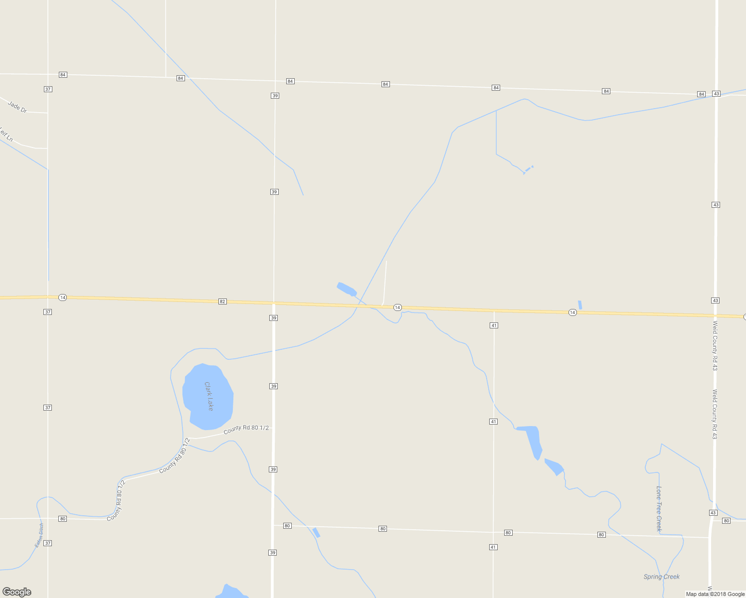 map of restaurants, bars, coffee shops, grocery stores, and more near 19477 Colorado 14 in Ault