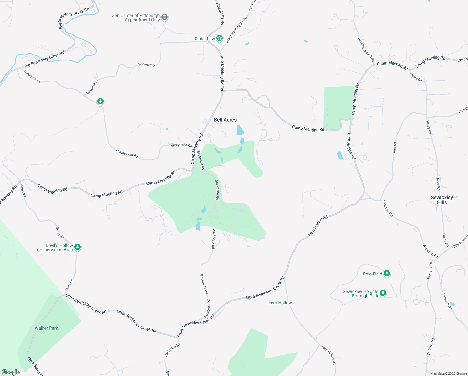 map of restaurants, bars, coffee shops, grocery stores, and more near 157 Backbone Road in Sewickley
