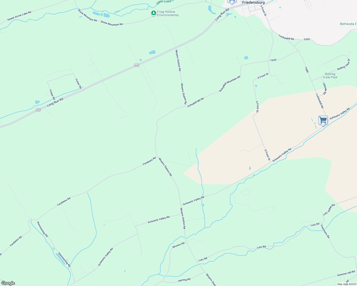 map of restaurants, bars, coffee shops, grocery stores, and more near 91 Nagles Road in Pine Grove