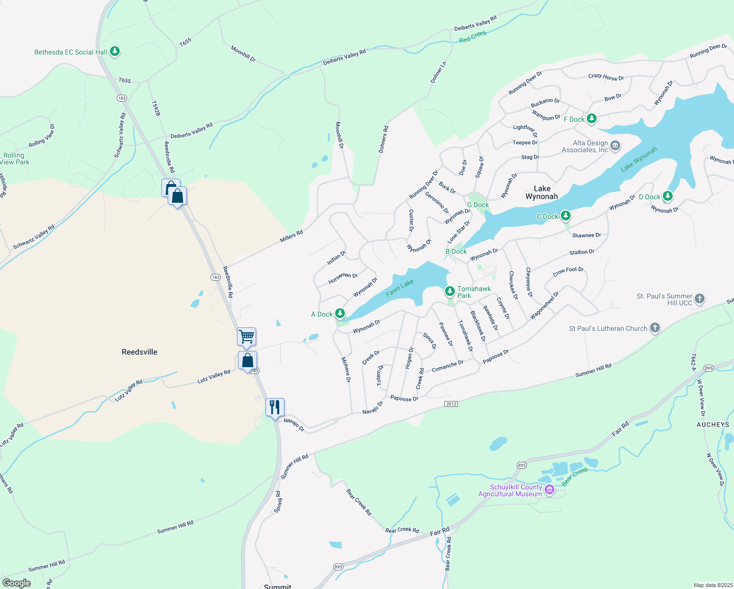 map of restaurants, bars, coffee shops, grocery stores, and more near 850 Wynonah Drive in Auburn