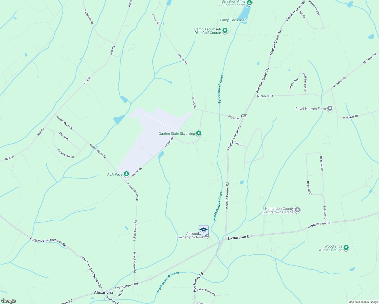 map of restaurants, bars, coffee shops, grocery stores, and more near 73 Airport Road in Alexandria