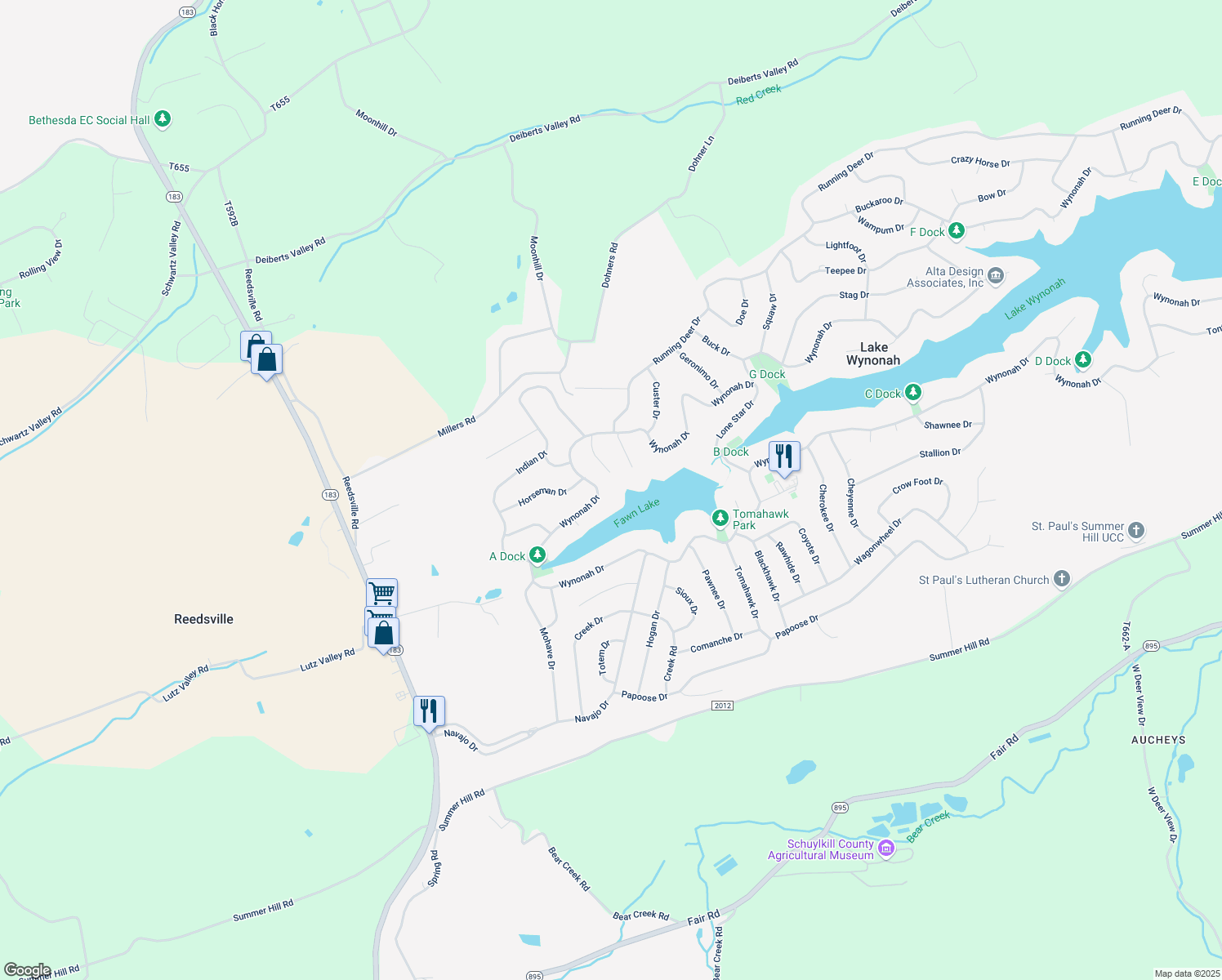 map of restaurants, bars, coffee shops, grocery stores, and more near 859 Wynonah Drive in Auburn