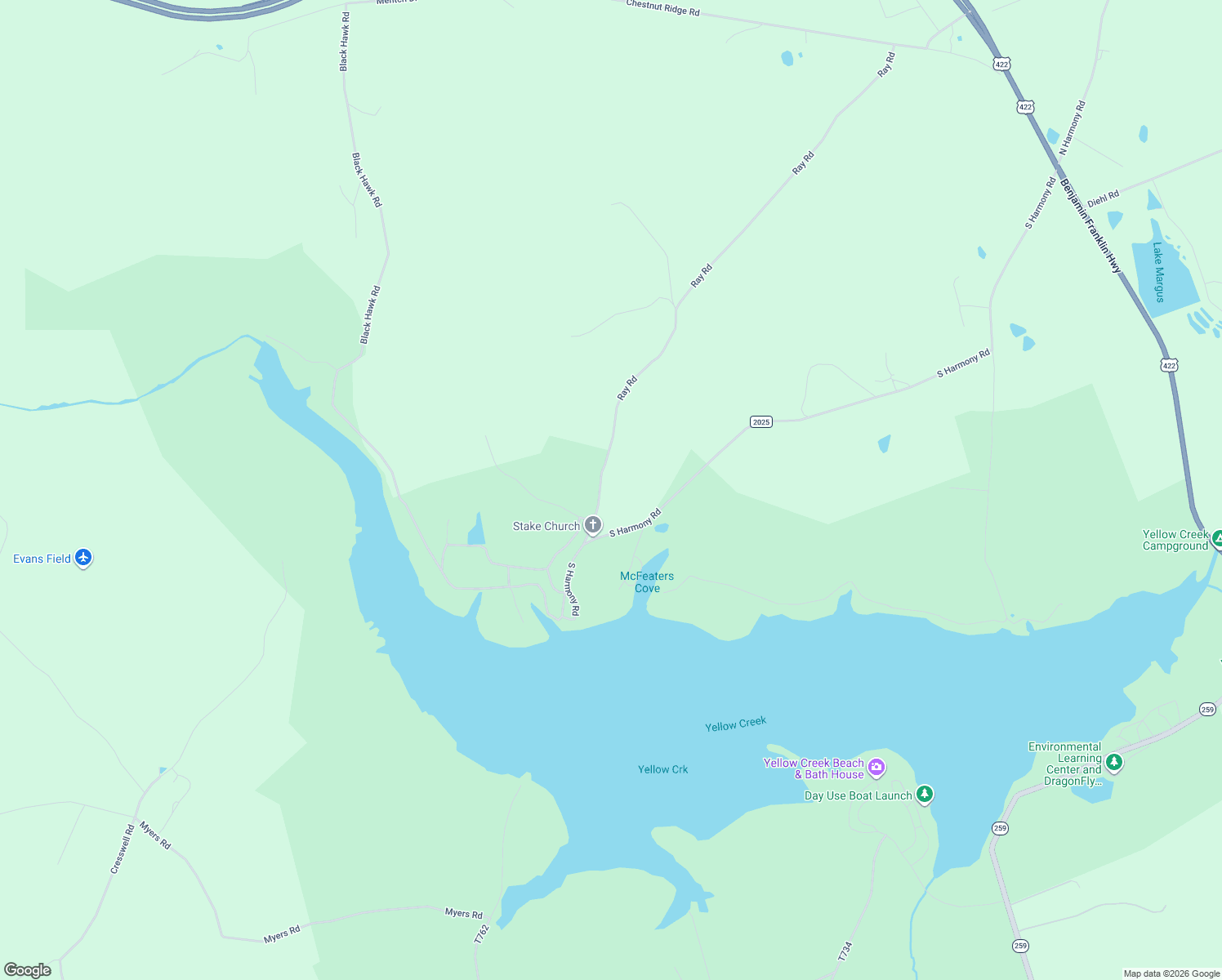 map of restaurants, bars, coffee shops, grocery stores, and more near 1509 Ray Road in Penn Run