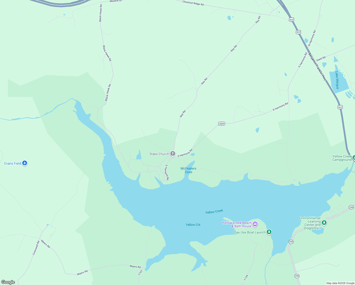 map of restaurants, bars, coffee shops, grocery stores, and more near 1509 Ray Road in Penn Run