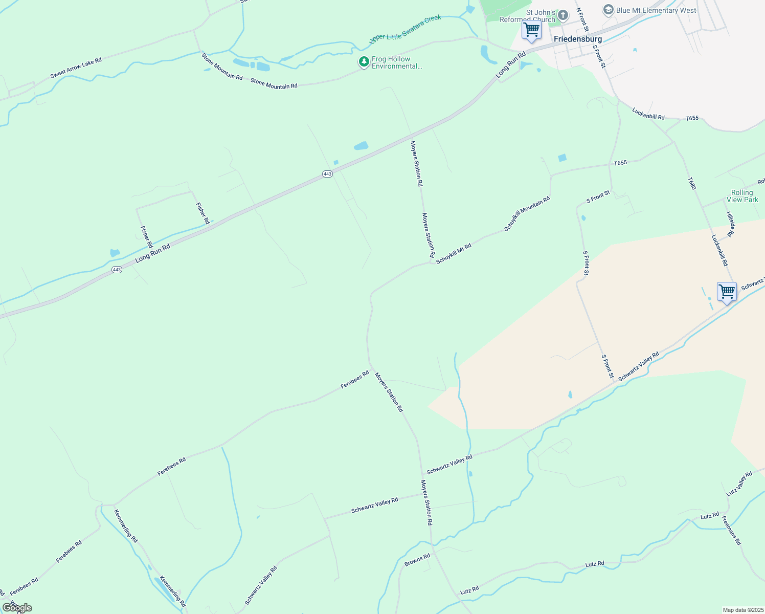 map of restaurants, bars, coffee shops, grocery stores, and more near 1122 Moyers Station Road in Pine Grove