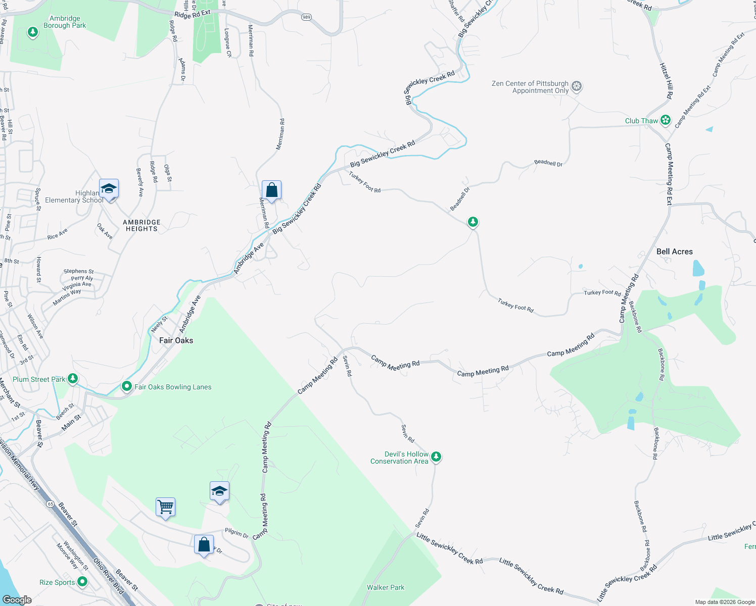 map of restaurants, bars, coffee shops, grocery stores, and more near 45 Charleston Square in Sewickley